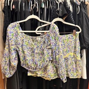 Floral Smocked Women's Top & Skirt Pair